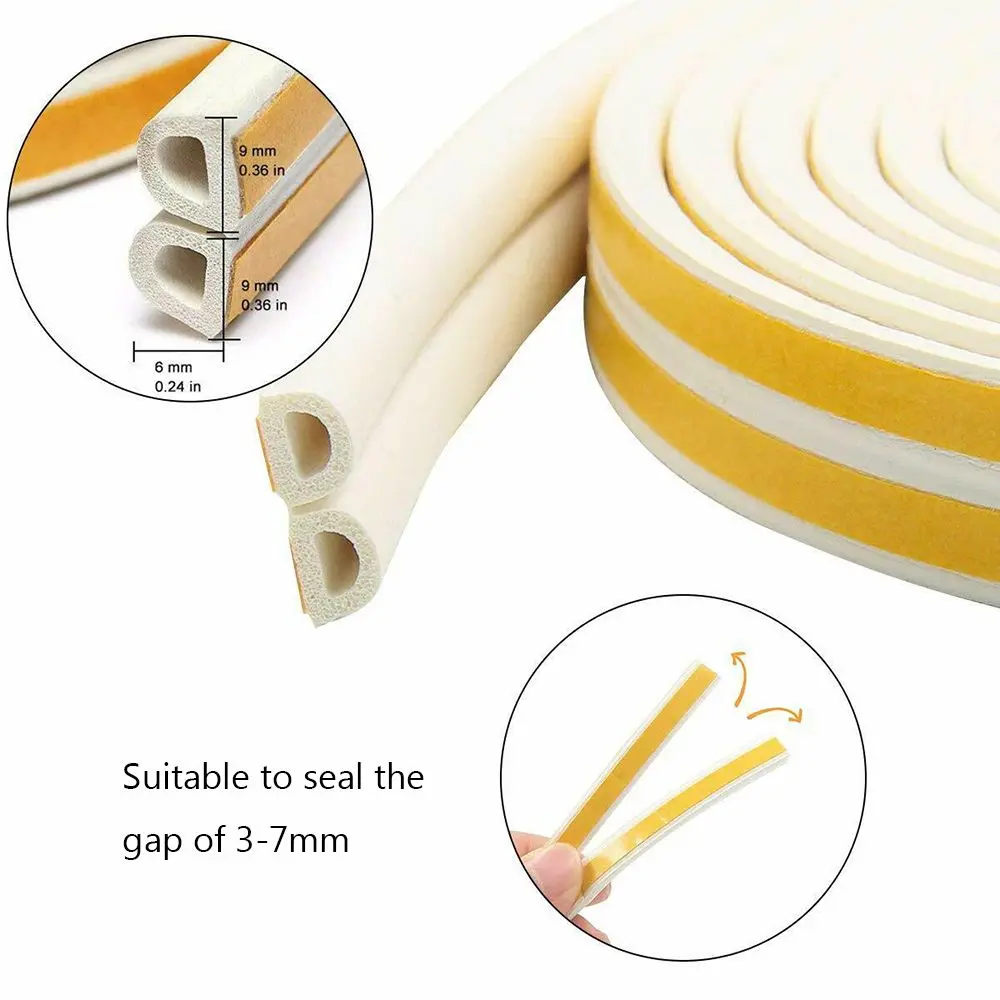 5/10M Self Adhesive Window Door Seal Strip Foam Draught Excluder Soundproof Anti Collision