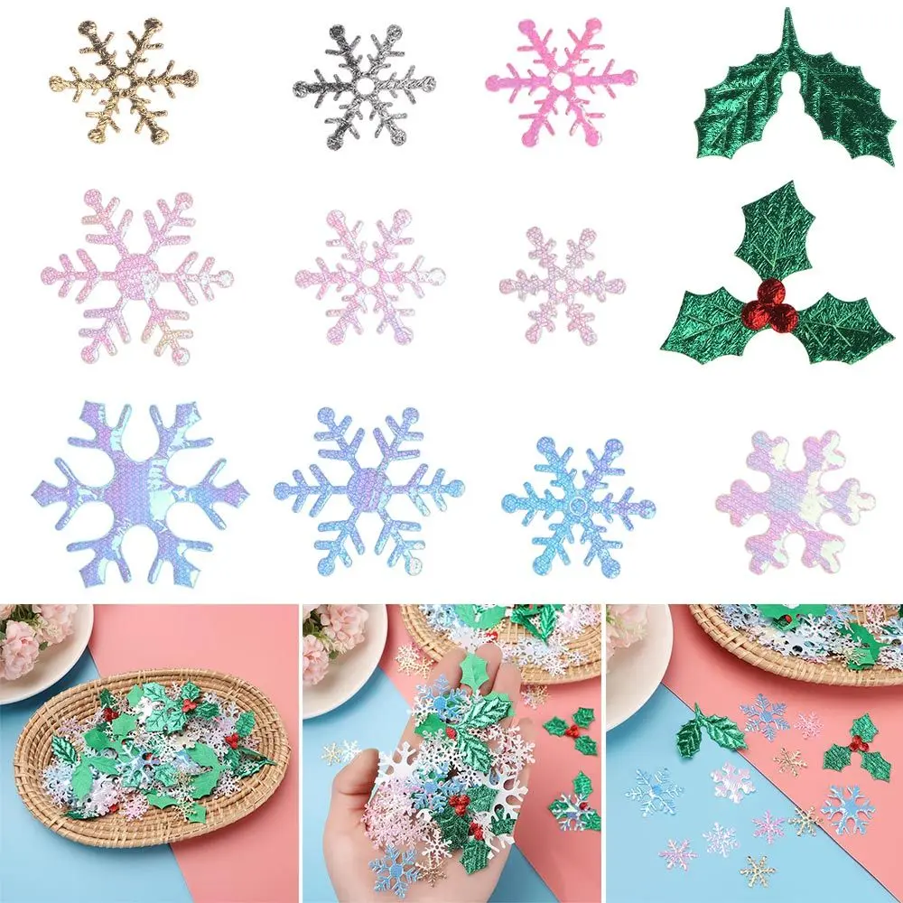 100/200/300Pcs DIY Craft Home Decor Birthday Party Supplies Festival Ornament Xmas Snowflake Christmas Confetti Tinfoil Sequins
