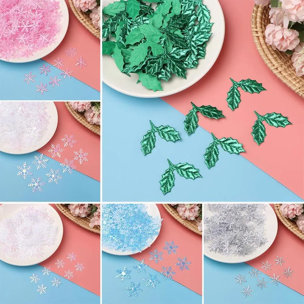 100/200/300Pcs DIY Craft Home Decor Birthday Party Supplies Festival Ornament Xmas Snowflake Christmas Confetti Tinfoil Sequins
