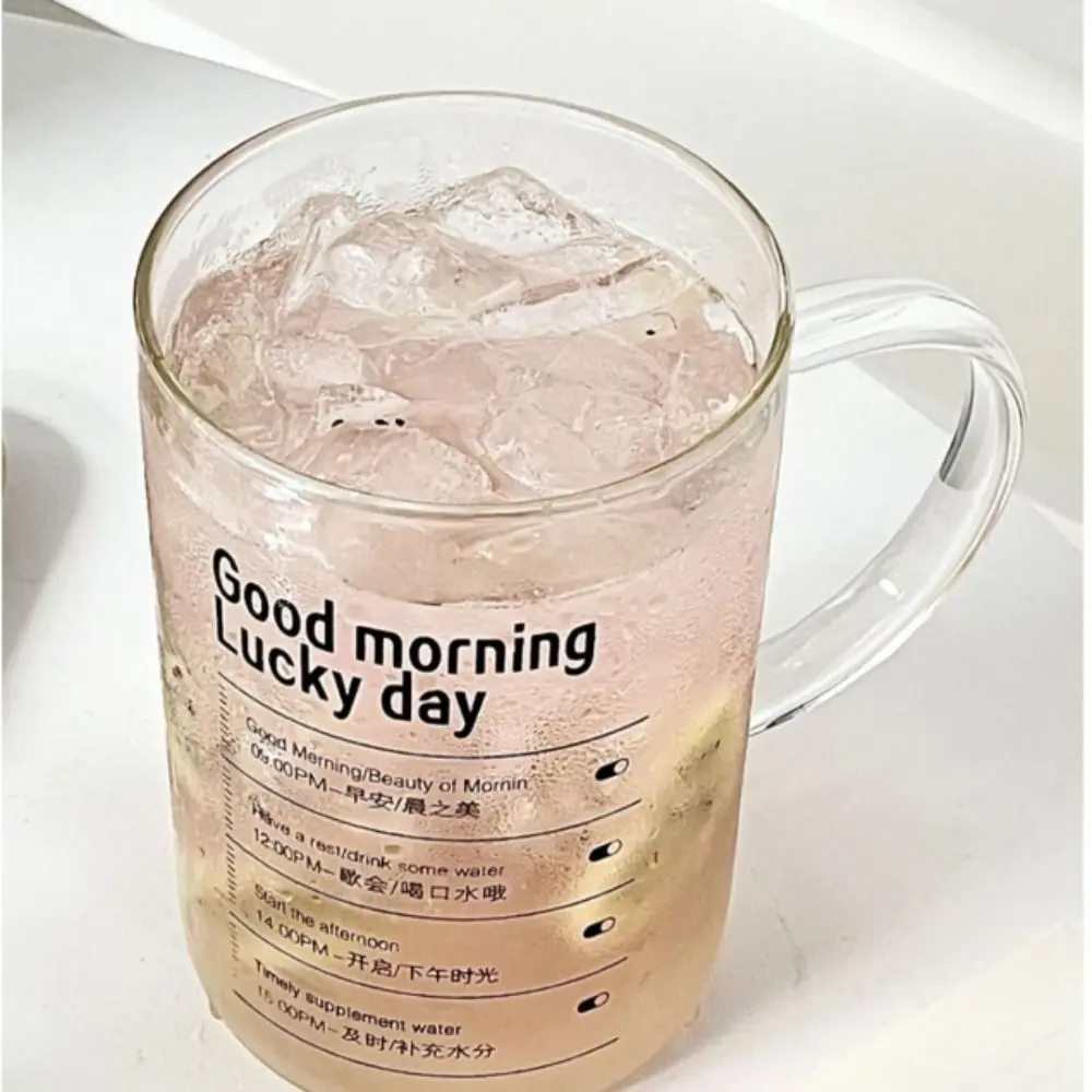 INS Style Straw Glass Cup with Handle with Lid Scale Water Cup Glass 1000ml Large Capacity Juice Milk Bottle Home Office