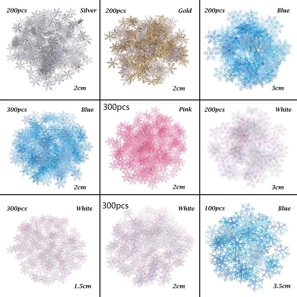 100/200/300Pcs DIY Craft Home Decor Birthday Party Supplies Festival Ornament Xmas Snowflake Christmas Confetti Tinfoil Sequins