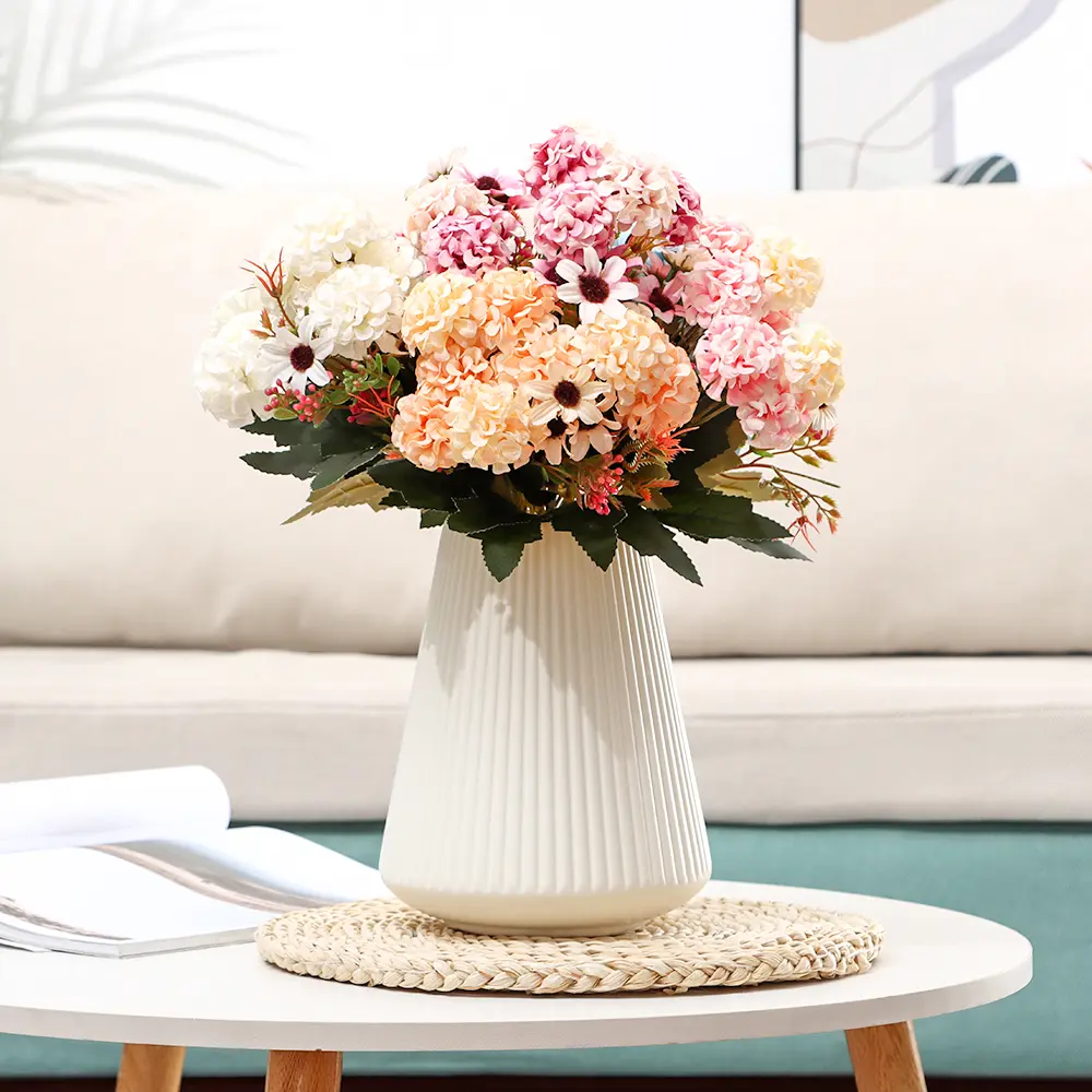 15 Flowers Gifts Home Decoration Party Supplies Floral Arrangement Lifelike Plants Silk Daisy Artificial Hydrangea