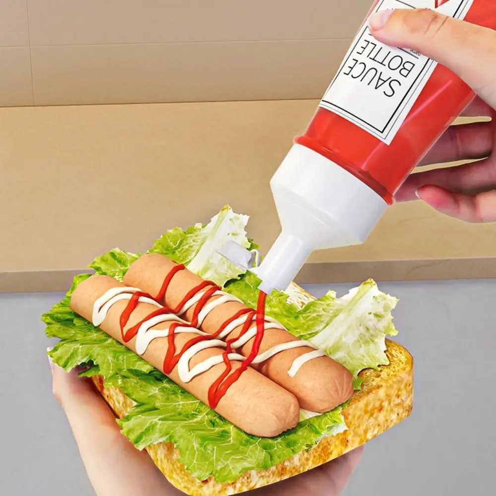 Condiment Squeeze Bottles 350ml Ketchup Mustard Salad Sauce Dispenser with On Cap Lids Olive Oil Bottle Kitchen Gadget
