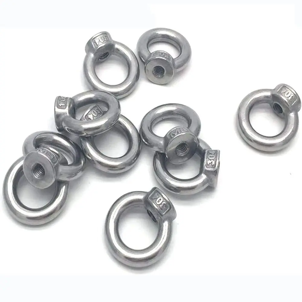 10pcs 304 Stainless Steel Threaded Nut Fastener Ring Shape M8(5/16") Eyebolt Ring Lifting Eye Nut Lifting Accessories