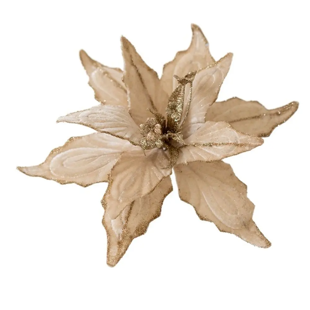 Glitter Christmas Poinsettia Flower 28cm Realistic Merry Christmas Decoration Artificil Handmade Xmas Tree Decor 2023 New Year