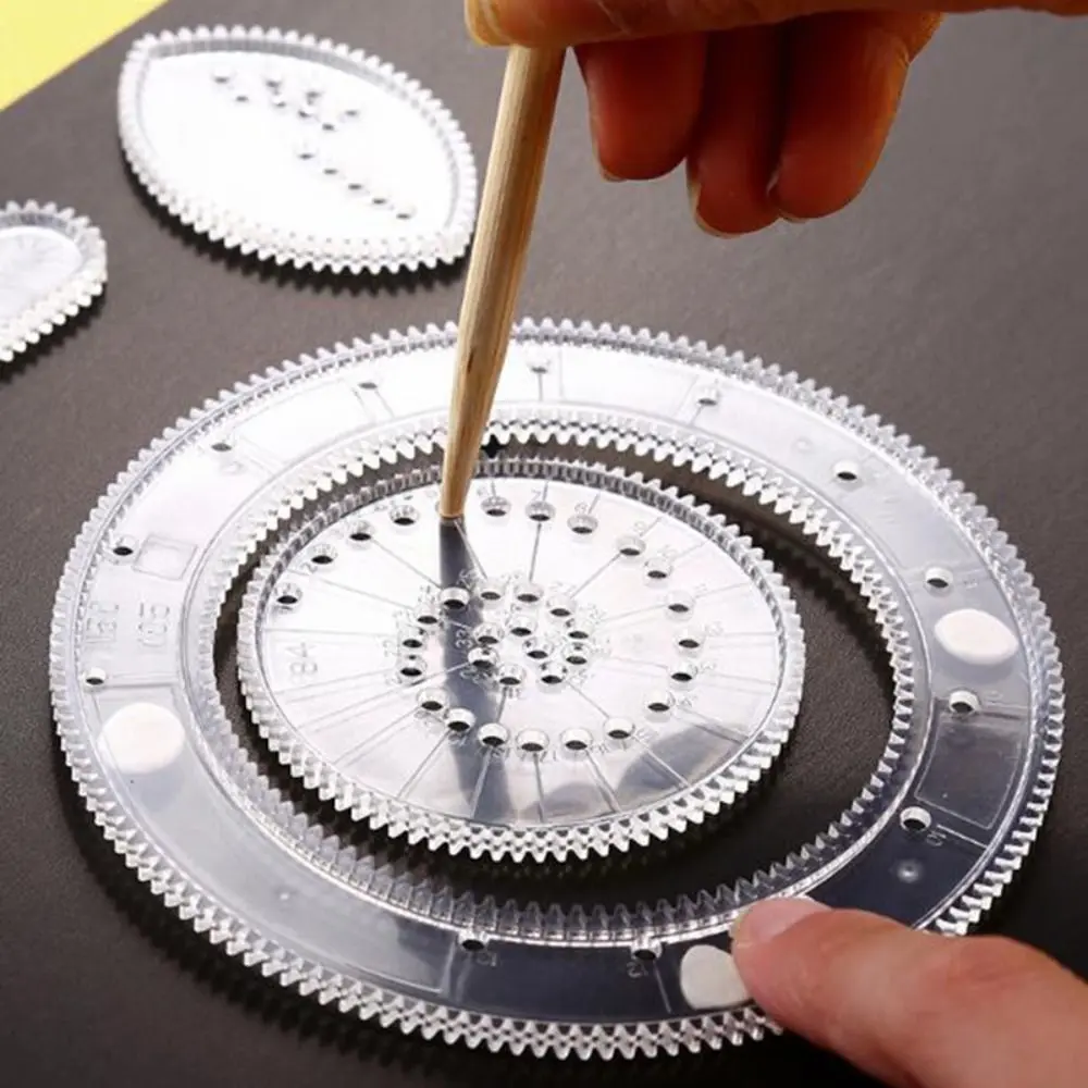 5/12/22PCS Interlocking Gears Wheels Spirograph Plastic Special Shaped Geometric Ruler Stationery Drawing Ruler Students