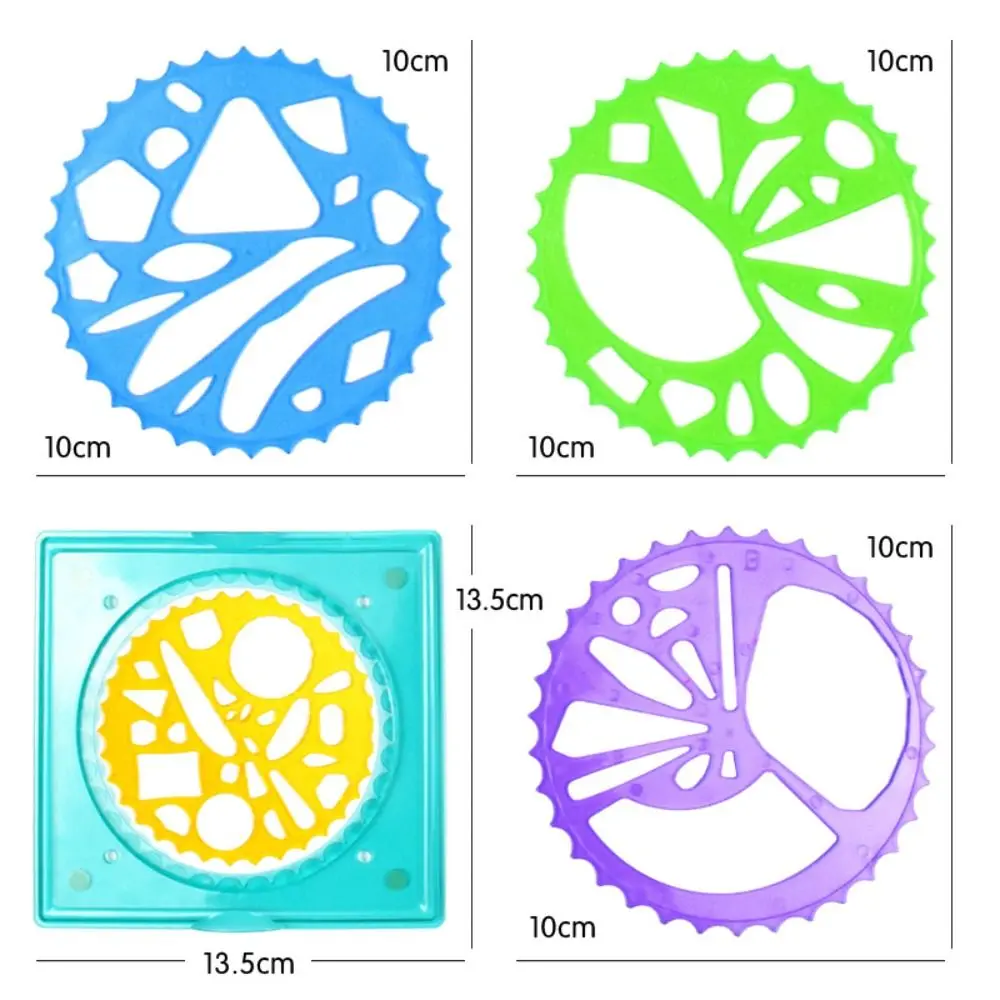 5/12/22PCS Interlocking Gears Wheels Spirograph Plastic Special Shaped Geometric Ruler Stationery Drawing Ruler Students