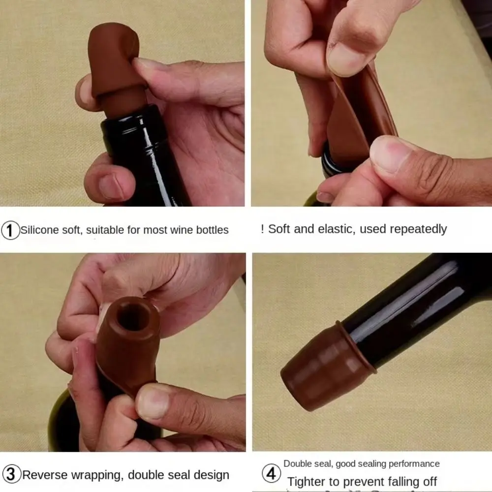 1/5PC Reusable Sparkling Wine Bottle Stopper Silicone Wine Sealer for Wine Bottles Wine Stopper Kitchen Tools