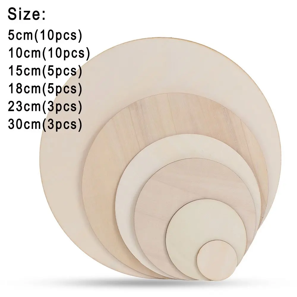 3/5/10pcs New Craft Wedding Decor Party Supplies Wooden Tags DIY Writing Wood Circles Ornament Blank Plaque Round Wood Pieces
