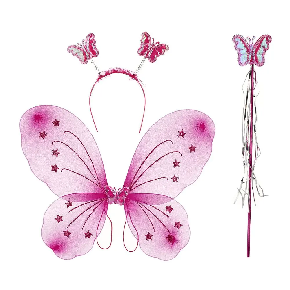 2021 New Cosplay Dressing Up Ladies Party Decor Kids Fancy Dress Set Princess Hair Hoop Butterfly Wings Fairy Wand
