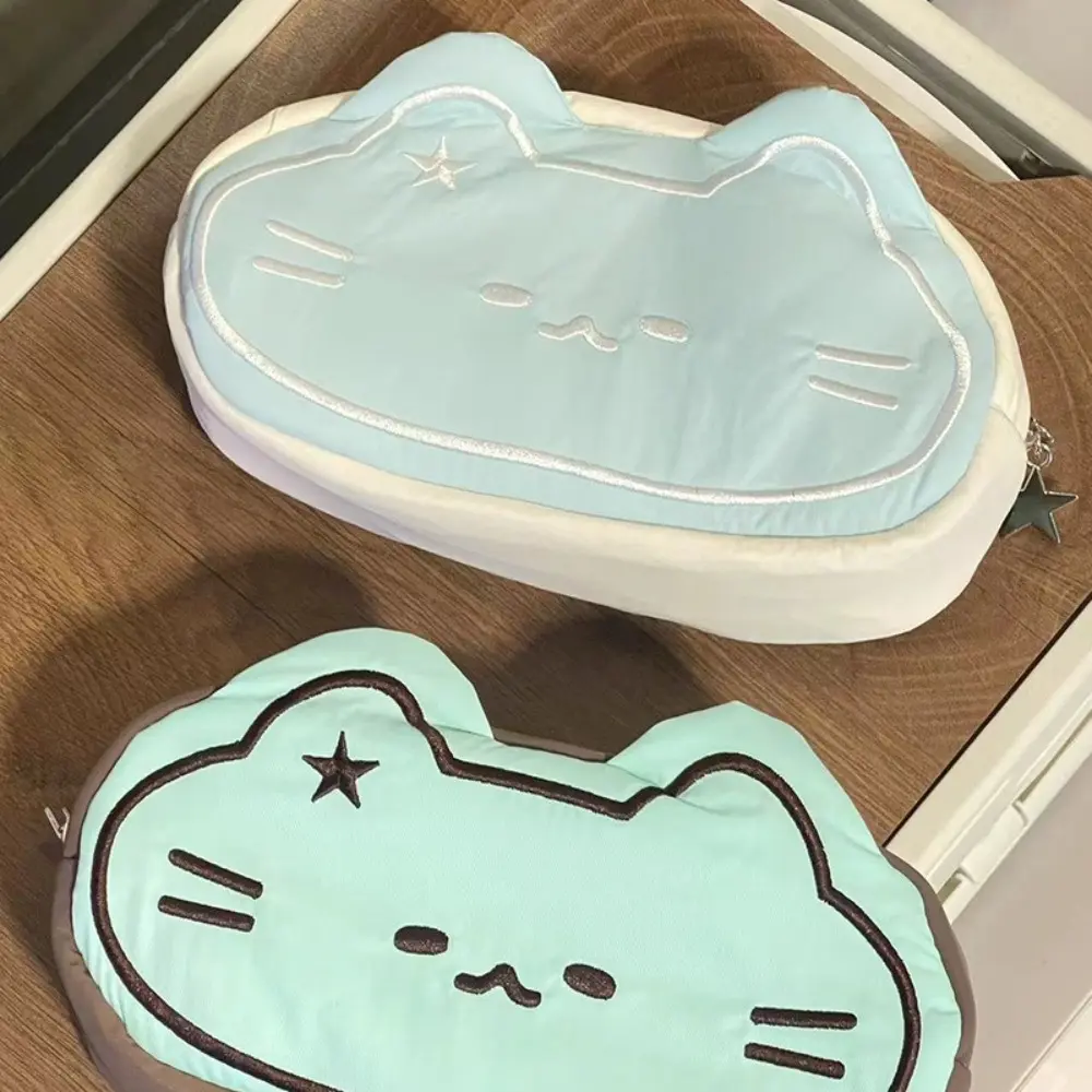 INS Star Little Cat Pen Bag Multifunctional Student Gift Pencil Case Large Capacity Canvas Stationery Organizer School Office