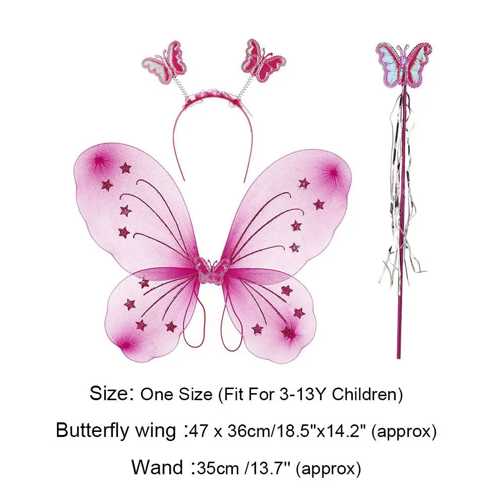 2021 New Cosplay Dressing Up Ladies Party Decor Kids Fancy Dress Set Princess Hair Hoop Butterfly Wings Fairy Wand