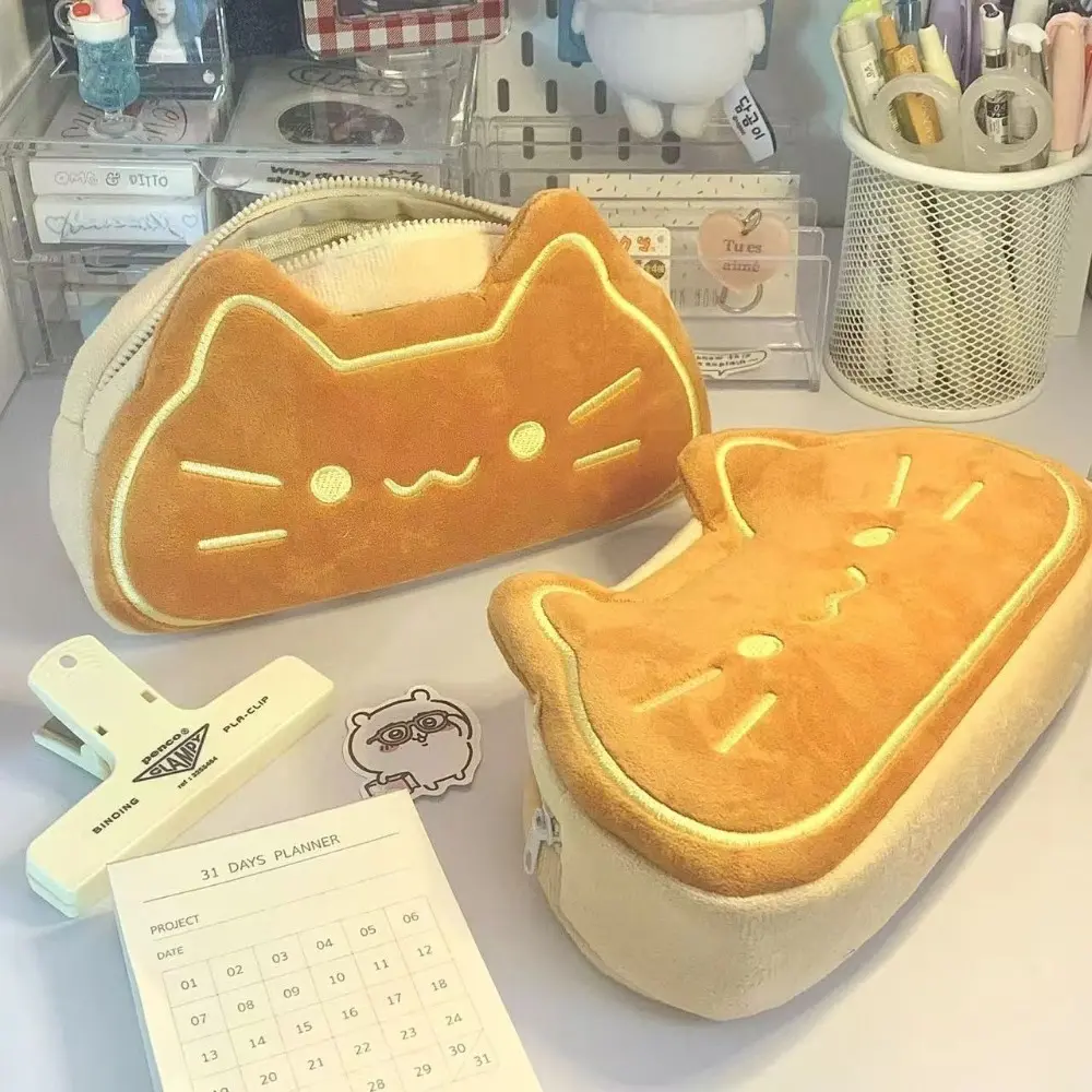 INS Star Little Cat Pen Bag Multifunctional Student Gift Pencil Case Large Capacity Canvas Stationery Organizer School Office