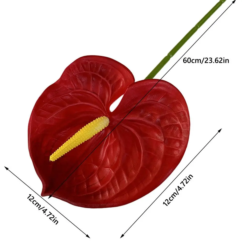NEW Multicolor Artificial Small Anthurium Soft Rubber Real Touch Faux Red Palm Photo Props 60cm Simulation Plant DIY Accessories
