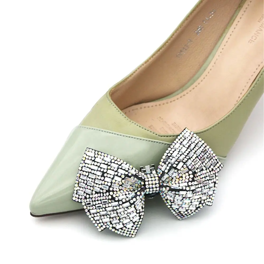1 Pcs Crystal Rhinestones Bow Shoe Clips Wedding Bridal Shoe Buckles DIY Manual Bead High Heels Flower Decorations Accessories