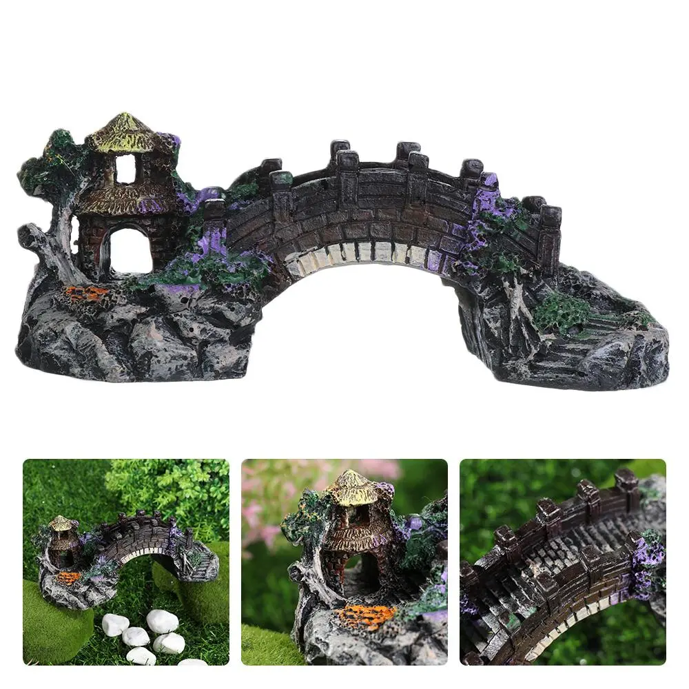 Aquarium Accessories Arbor Tree Plant Fake Landscaping Artificial Bridge Rockery Resin Aquarium Ornaments Fish Tank Ornament