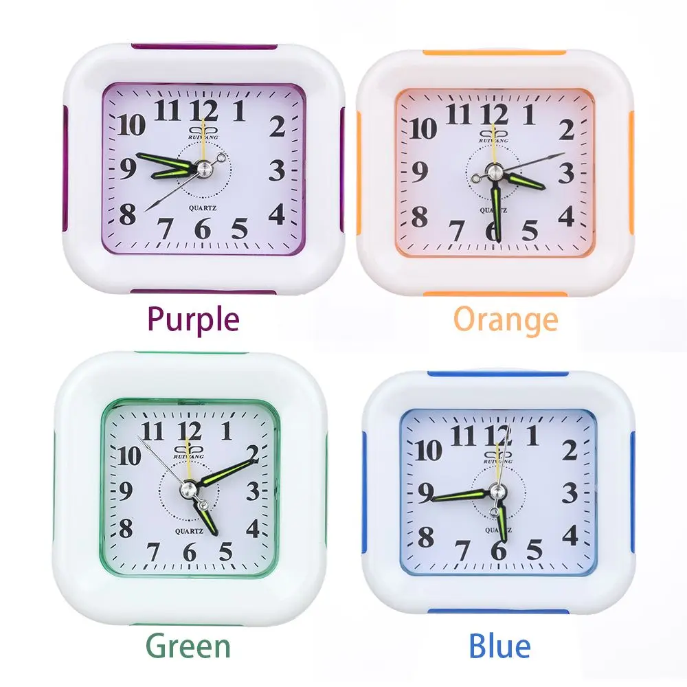 Quartz Alarm Clock With Night Light No Tick Snooze Silent Small Bedside Clocks