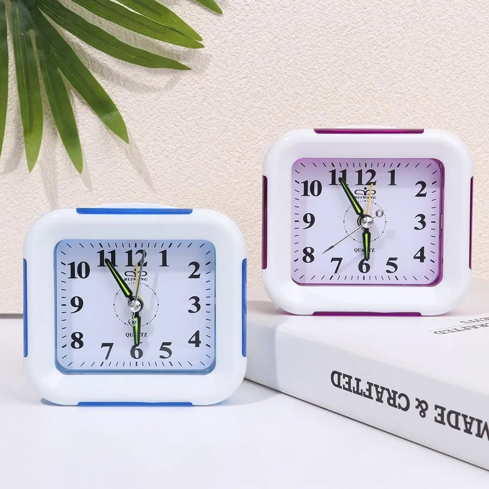Quartz Alarm Clock With Night Light No Tick Snooze Silent Small Bedside Clocks