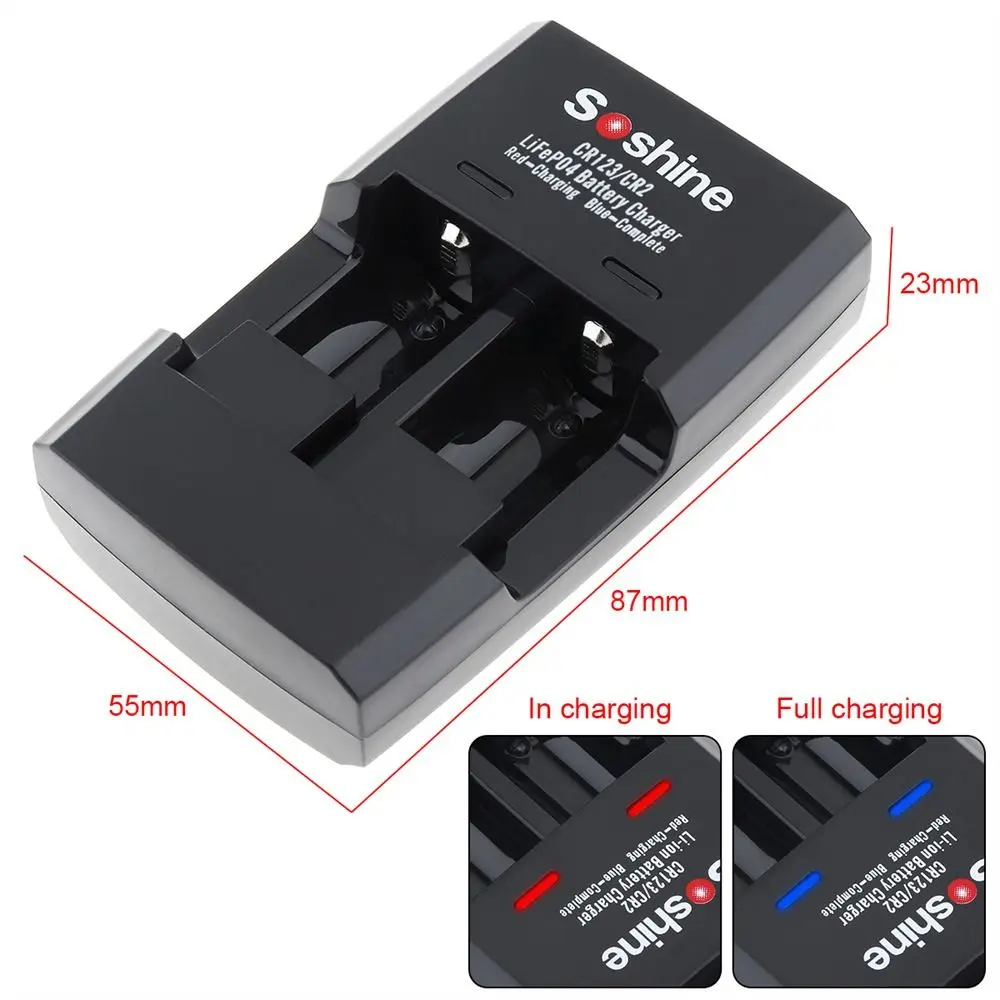 Battery Charger CR123/CR2 Charger for 16340 15266 14250 Charger 3.2V Dual-slot USB Charger