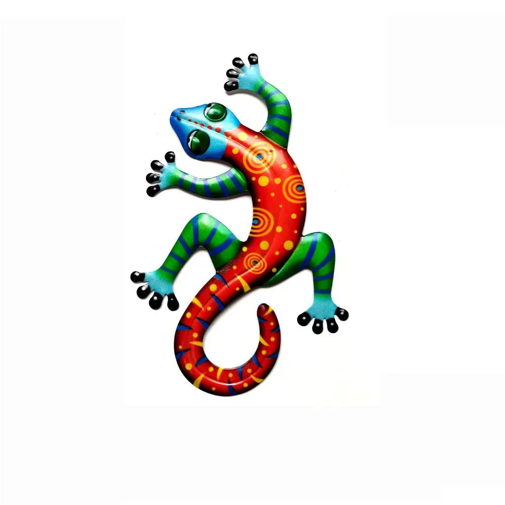 Iron Art Gecko Ornaments Wall Art Decoration Simulation Small Metal Gecko Lizard Sculptures Outdoor Home Garden Frnaments