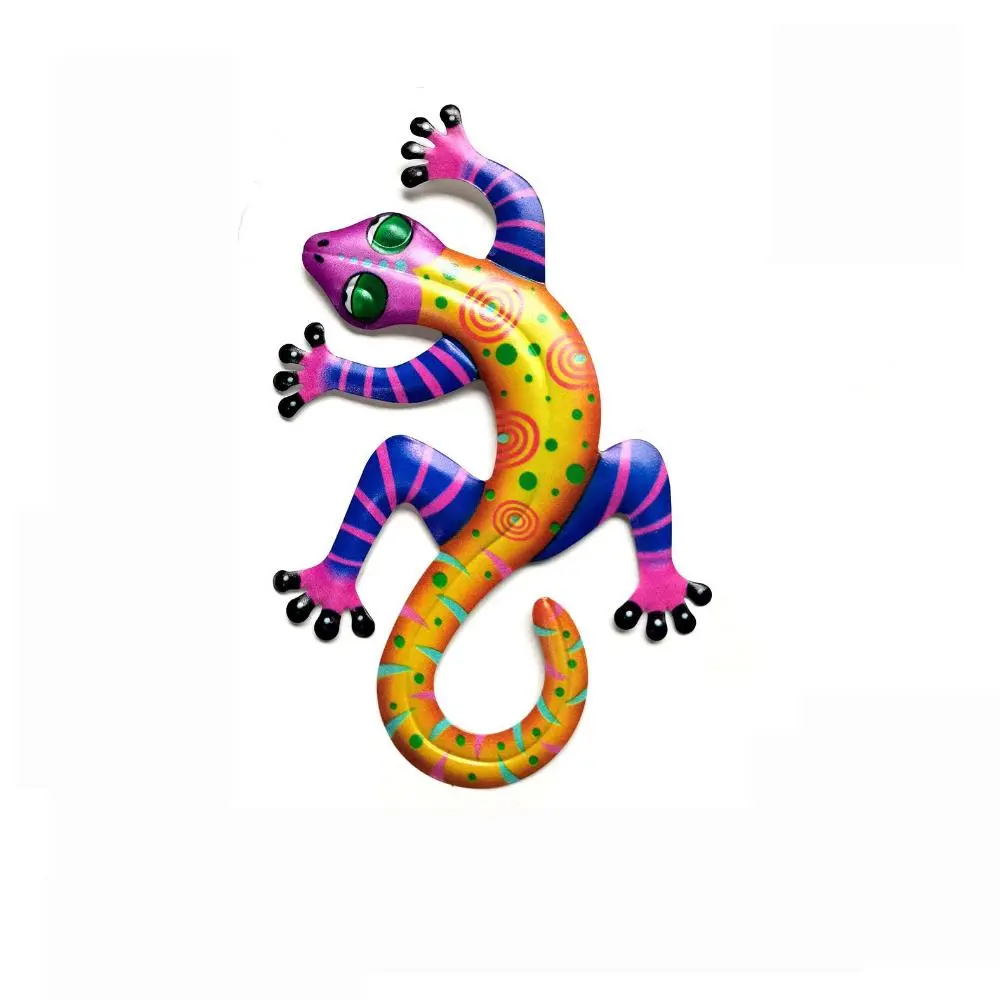 Iron Art Gecko Ornaments Wall Art Decoration Simulation Small Metal Gecko Lizard Sculptures Outdoor Home Garden Frnaments