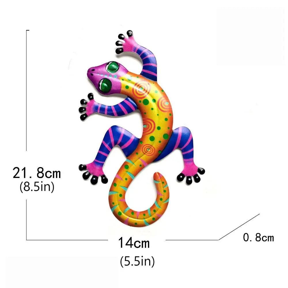 Iron Art Gecko Ornaments Wall Art Decoration Simulation Small Metal Gecko Lizard Sculptures Outdoor Home Garden Frnaments
