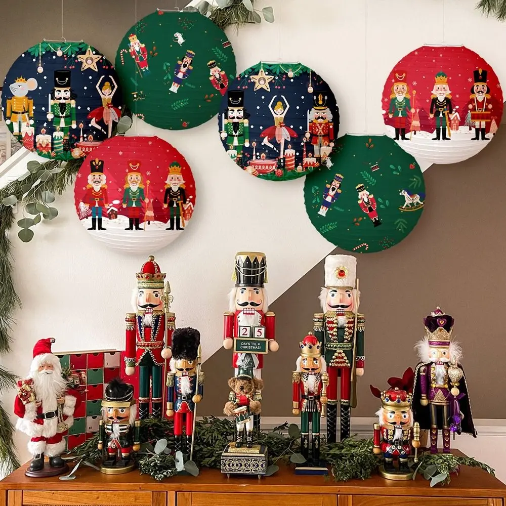 30cm Cartoon Christmas Nutcracker Lantern Santa Elk Hanging Pendants Merry Christmas Decor 2024 DIY Happy New Year Party Lantern