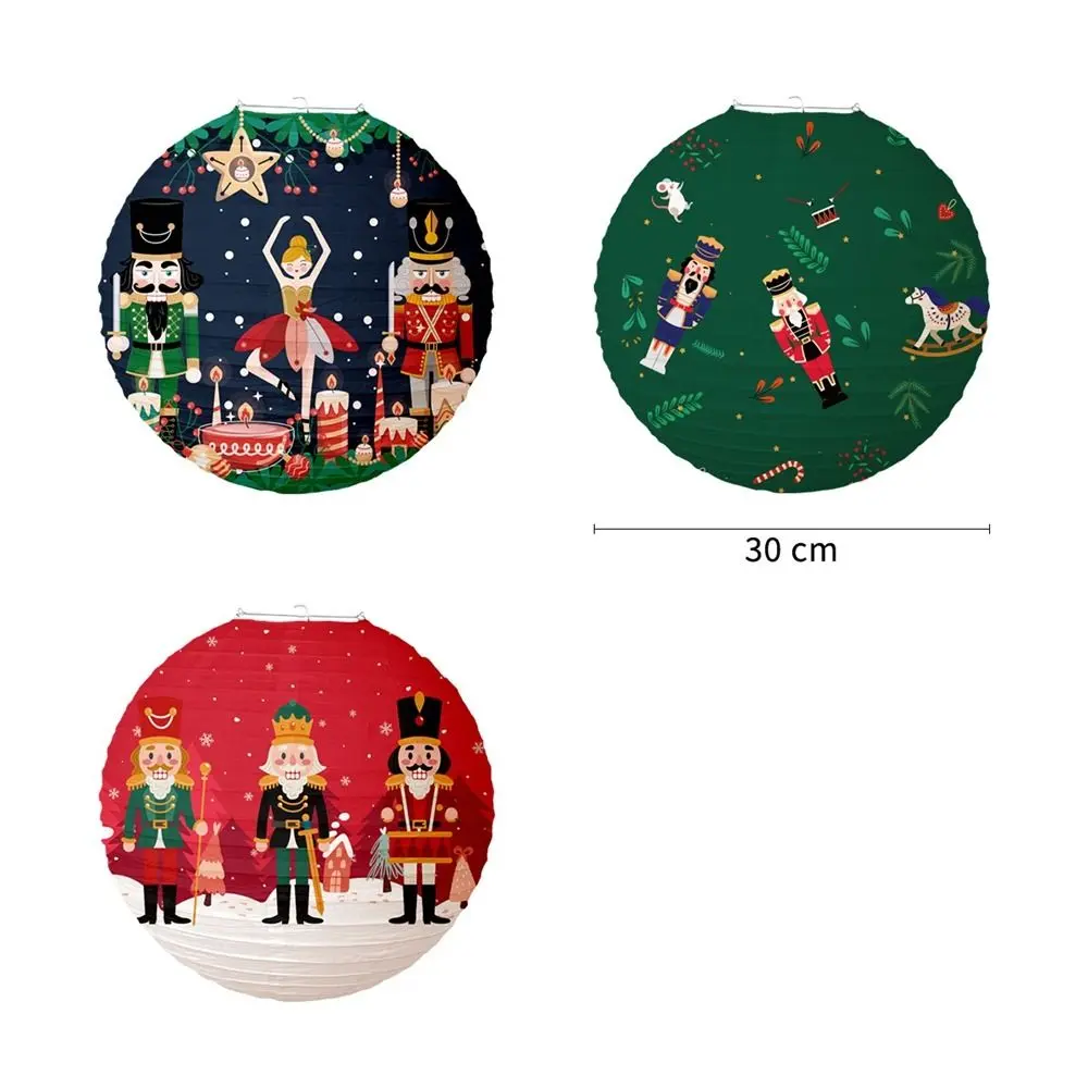 30cm Cartoon Christmas Nutcracker Lantern Santa Elk Hanging Pendants Merry Christmas Decor 2024 DIY Happy New Year Party Lantern