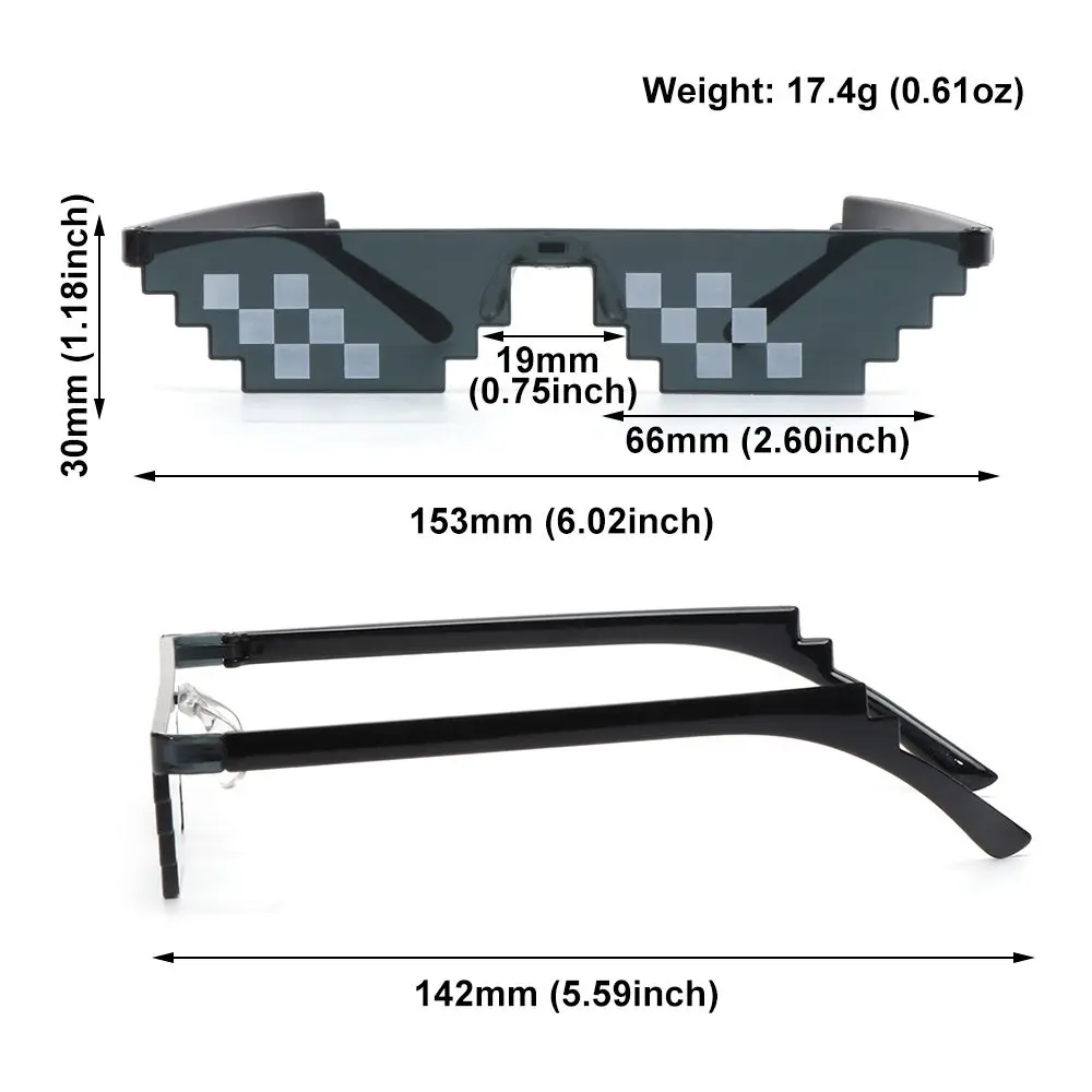 Funny Mosaic Sunglasses, Thug Life Sunglasses, Retro Gamer Robot Sunglasses Birthday Party Cosplay Favors for Men & Women