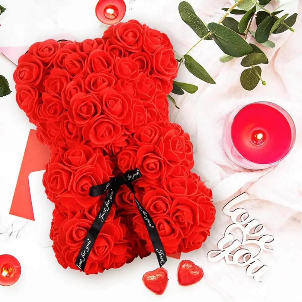 New PE Foam Rose Bear Teddy Bear Anniversary Valentine's Day Gift 25cm Wedding Party Decoration Mother's Day