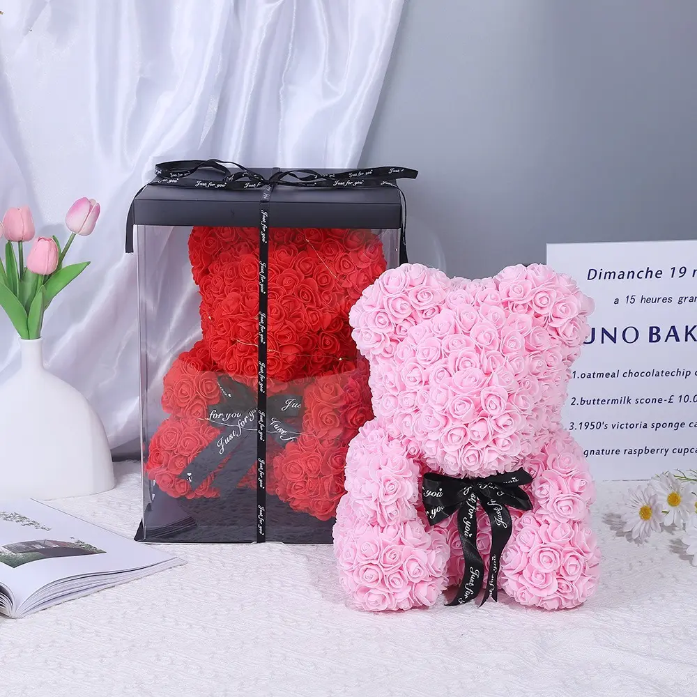 New PE Foam Rose Bear Teddy Bear Anniversary Valentine's Day Gift 25cm Wedding Party Decoration Mother's Day