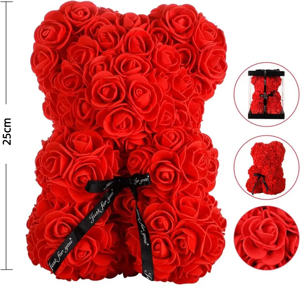 New PE Foam Rose Bear Teddy Bear Anniversary Valentine's Day Gift 25cm Wedding Party Decoration Mother's Day