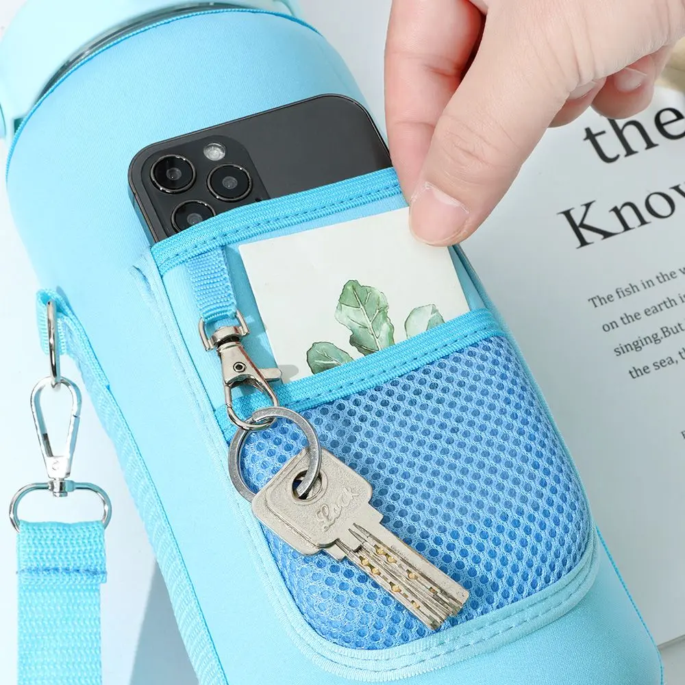 Half Gallon Water Bottle Case Sleeve Sports Insulation Water Bottle Covers Pouch with Strap Cellphone Holder Bottle Bag