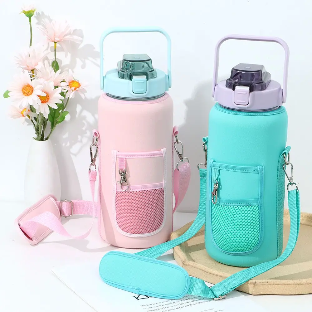 Half Gallon Water Bottle Case Sleeve Sports Insulation Water Bottle Covers Pouch with Strap Cellphone Holder Bottle Bag
