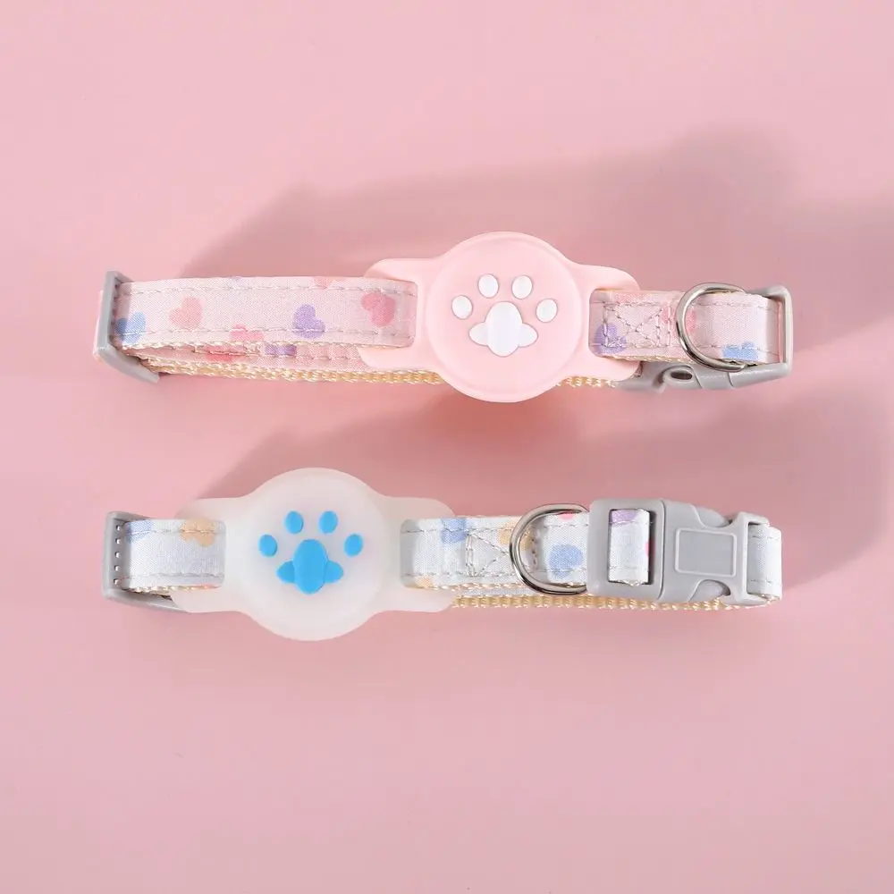 Nylon Pet Locator Collar Glow-in-The-Dark Adjustable Dog Cat Collar Anti-Lost Silicone Tracker Protective Cover for AirTag Pet