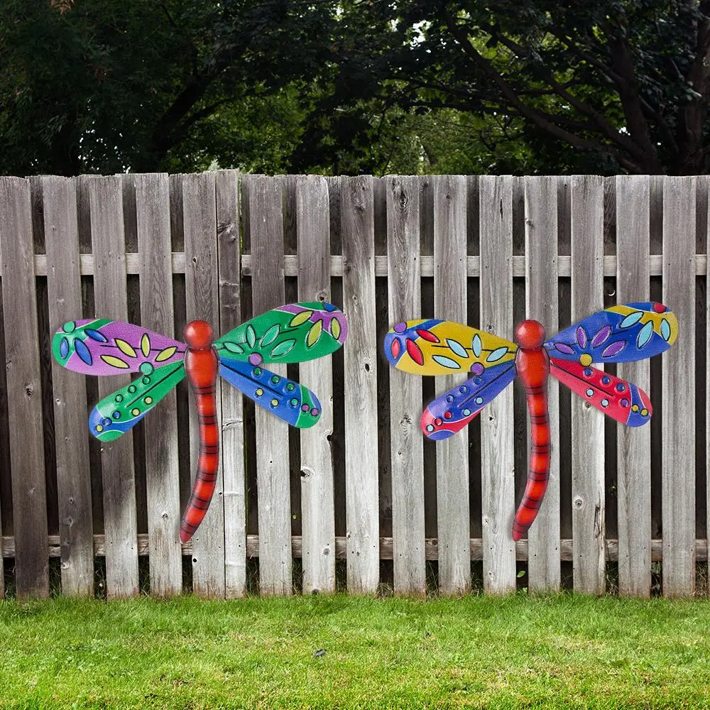 Metal Dragonfly Wall Art Decorations Hanging Ornaments Artwork Statue Pendant For Garden Decoration Miniatures Statues