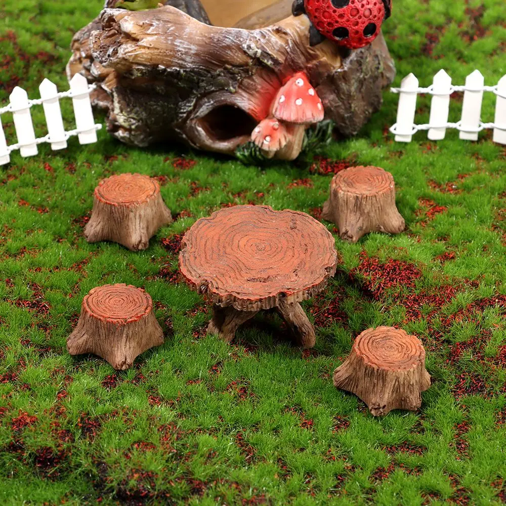 Ornament Succulents Bonsai Fairy Garden Decor Micro Landscapes Mini Bench Park Chair Figurines Miniature Stools Table