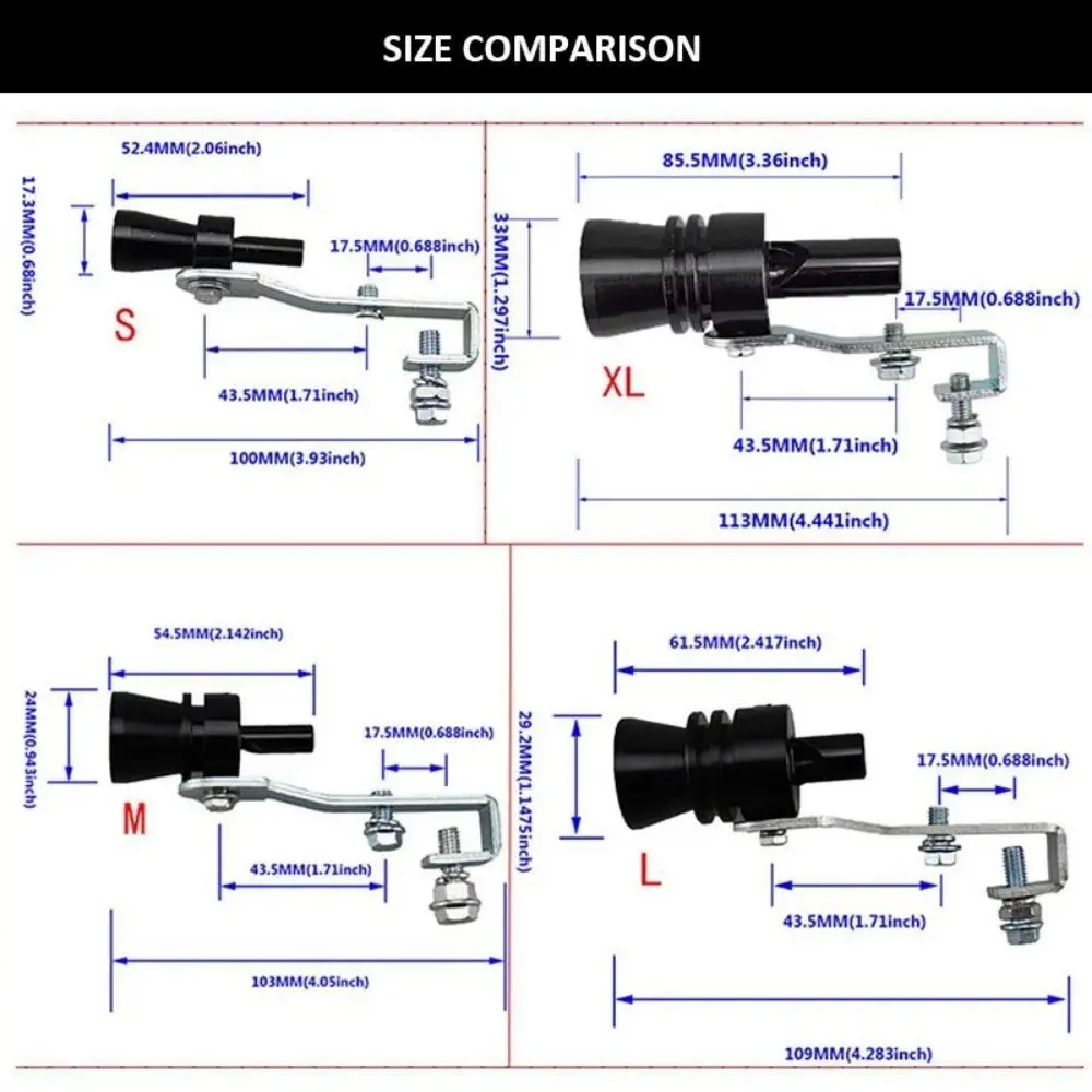 1Pcs Auto Accessories Turbo Sound Whistle Vehicle Refit Exhaust Pipe Sound Simulator Universal S/M/L/XL Muffler Device Car
