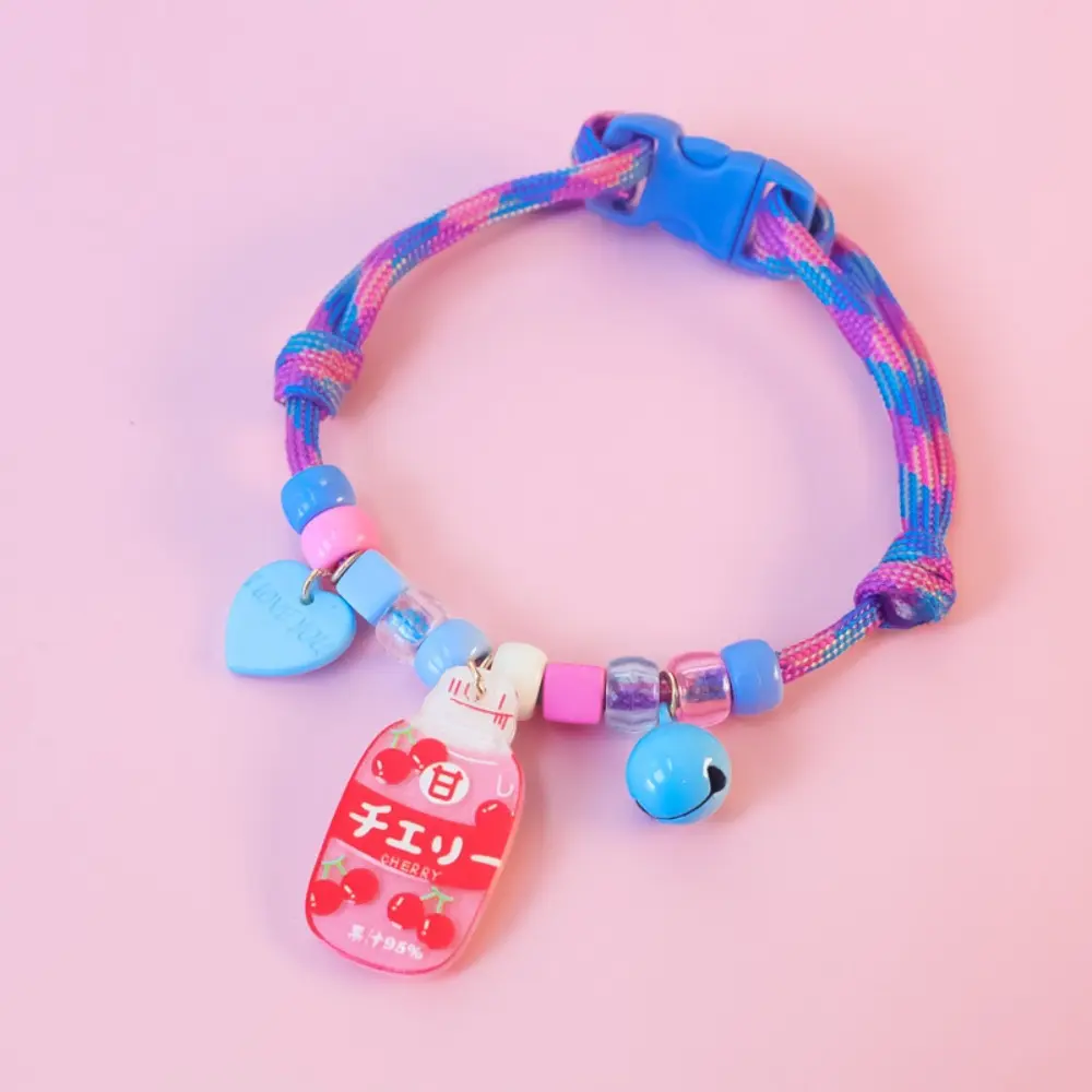Soft Pet Knit Necklace with Bell and Pendants Adjustable Cute Dog Cat Collar Reusable Pet Collar Pet Supplies