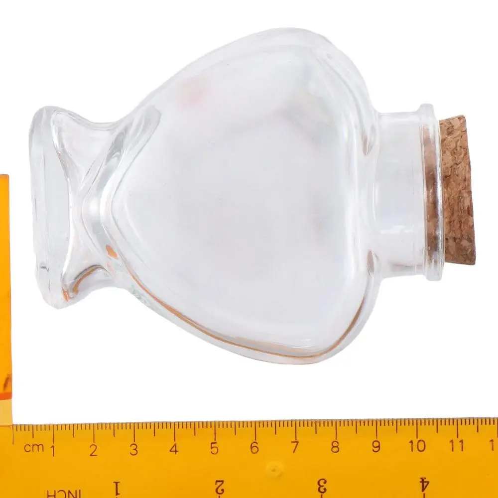 Small Heart-Shaped Bottle Portable Clear Drift Bottle with Cork Stoppers Empty Glass Jar