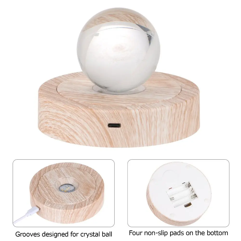 Display Stand Multi-color LED Light Spinning Base for Crystals Glass Crafts Pedestals Electric Turntable with Charging Cable