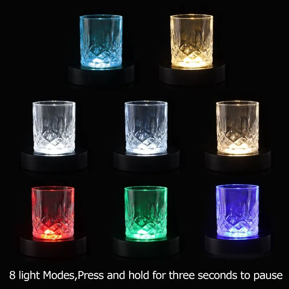 Display Stand Multi-color LED Light Spinning Base for Crystals Glass Crafts Pedestals Electric Turntable with Charging Cable