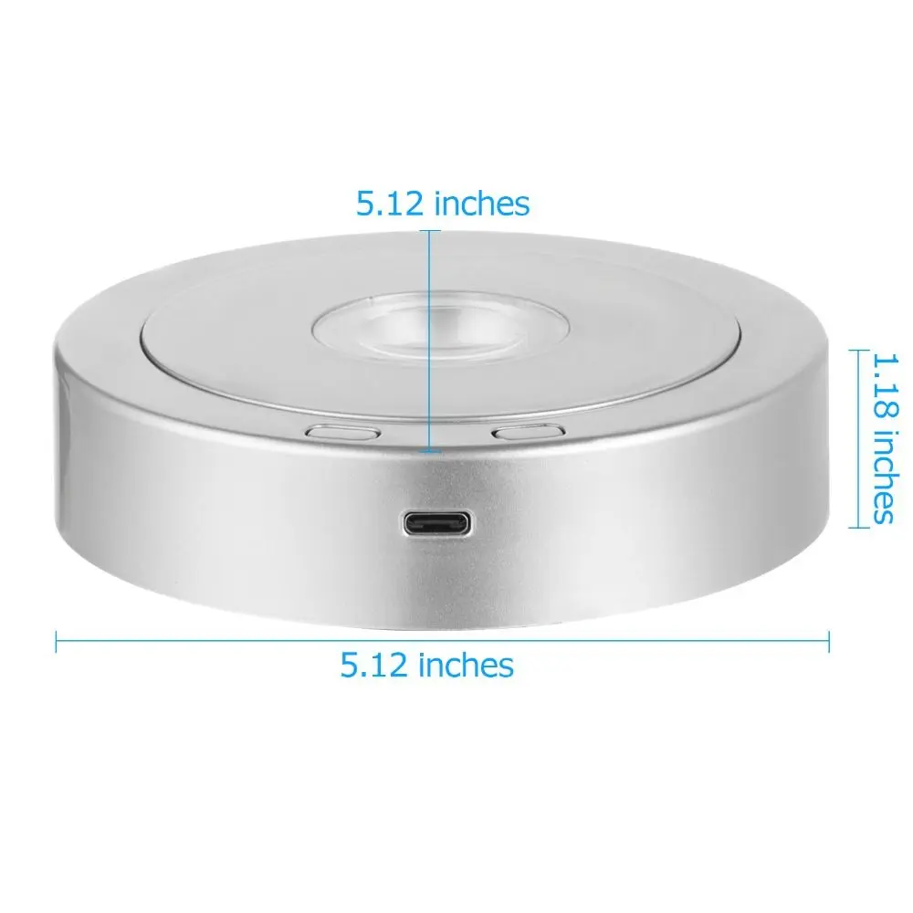 Display Stand Multi-color LED Light Spinning Base for Crystals Glass Crafts Pedestals Electric Turntable with Charging Cable