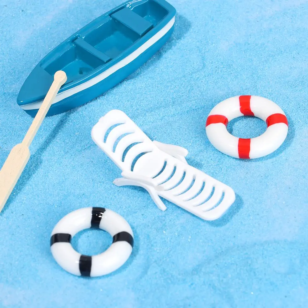 Mini Paddle Boat Beach Chair Sea View Decoration Ornaments Micro Landscape DIY Fairy Garden Miniature Dollhouse Accessories