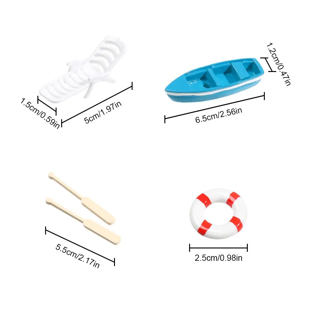 Mini Paddle Boat Beach Chair Sea View Decoration Ornaments Micro Landscape DIY Fairy Garden Miniature Dollhouse Accessories