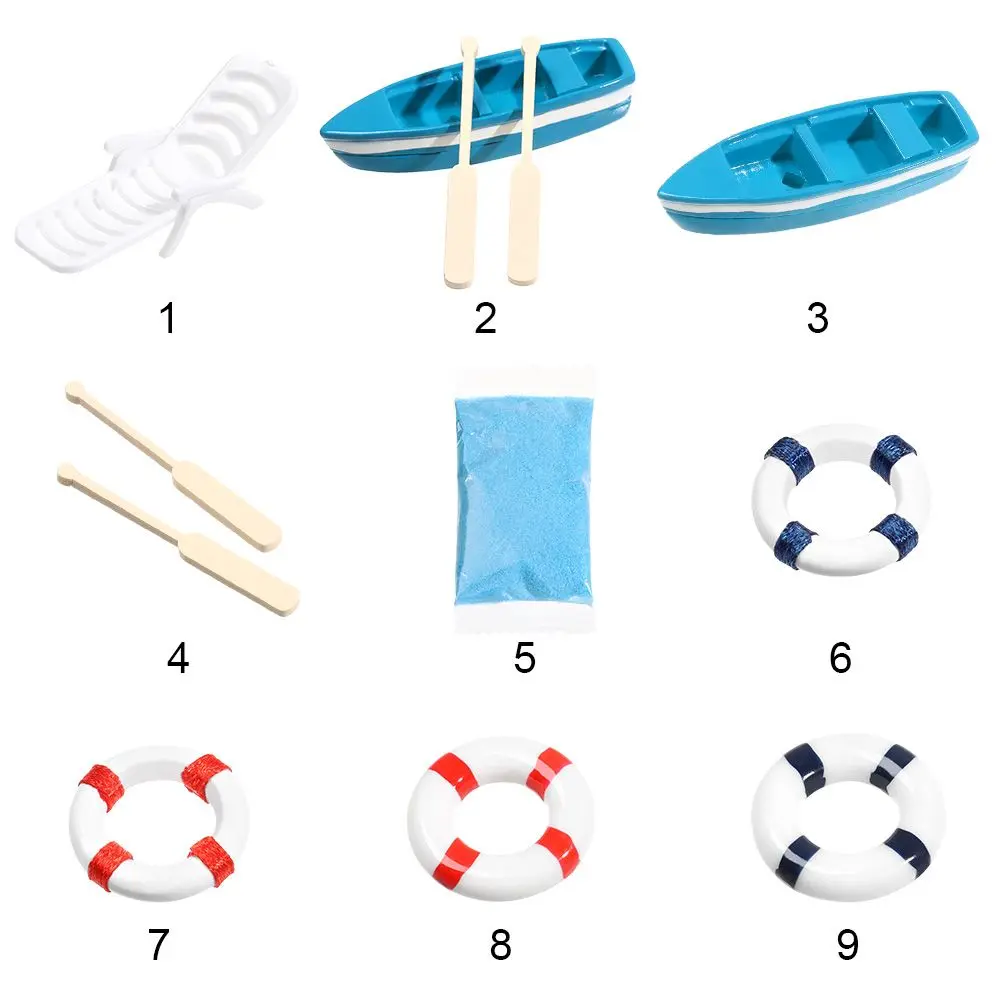Mini Paddle Boat Beach Chair Sea View Decoration Ornaments Micro Landscape DIY Fairy Garden Miniature Dollhouse Accessories