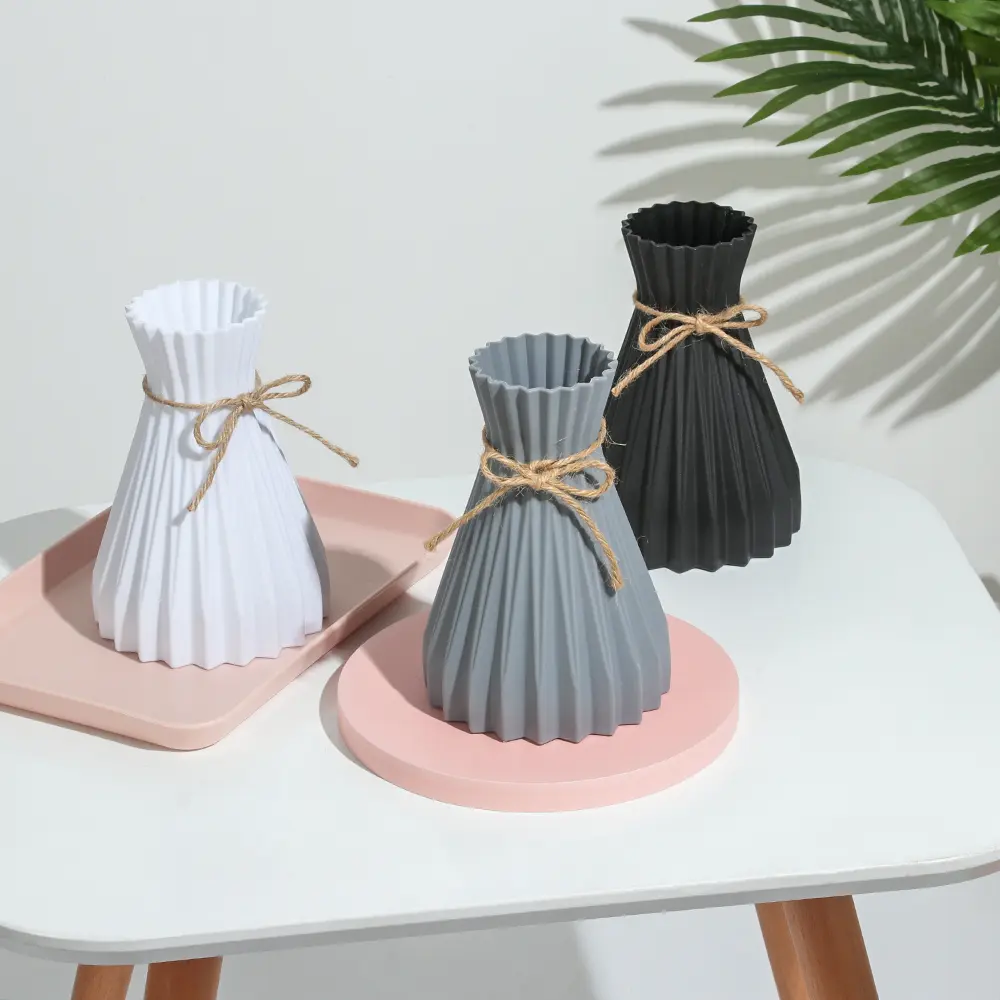 Hot Home Decoration Modern Rattan-like Simplicity Basket Arrangement Plastic Vases Anti-ceramic Flower Vase
