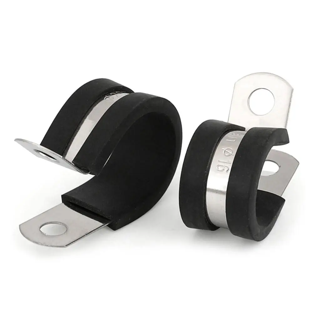 Rubber Lined Clips Wiring Hose Clamp High Quality R-type Pipe Bracket Cable Mounting Fix Fasteners Hardware Electrical Fittings