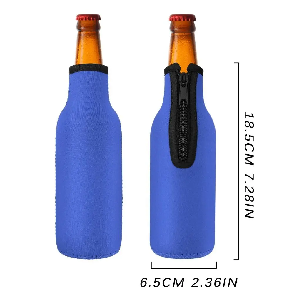 Beer Bottle Cooler Sleeves with Ring Zipper Collapsible Neoprene Insulators for 12oz 330ml Bottles Party Drink Coolies