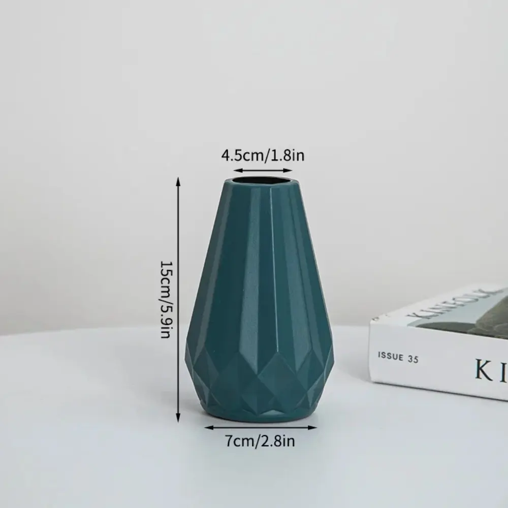 Plastic Flower Vase New Diamond Shaped Nordic Style Flower Pot Imitation Ceramic Modern Flower Arrangement Living Room